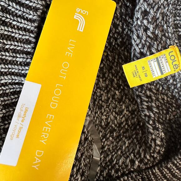 LOLE Heather Gray Cable Knit Sweater XL Cotton Oversized Boxy Chunky $120 NEW - Picture 7 of 8